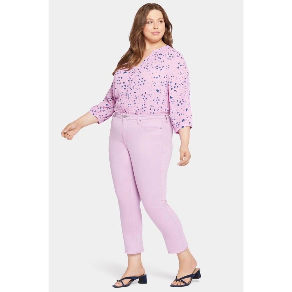 NYDJ Womens‎ Sheri Slim Ankle Jeans Size 14 Mauve Mist Frayed Hem Lift Tuck Tech